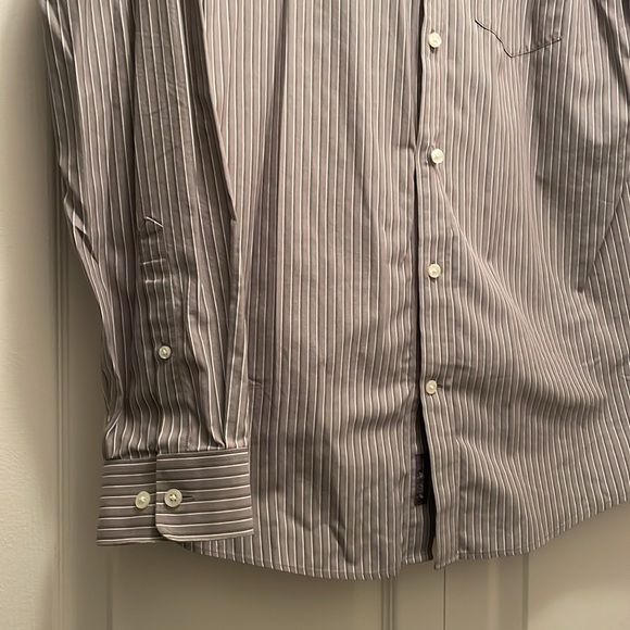 Eddie Bauer Gray Striped Button Down Dress Shirt - Picture 3 of 5